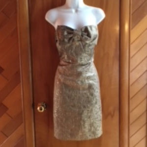Laundry - Gold Lame Strapless Dress